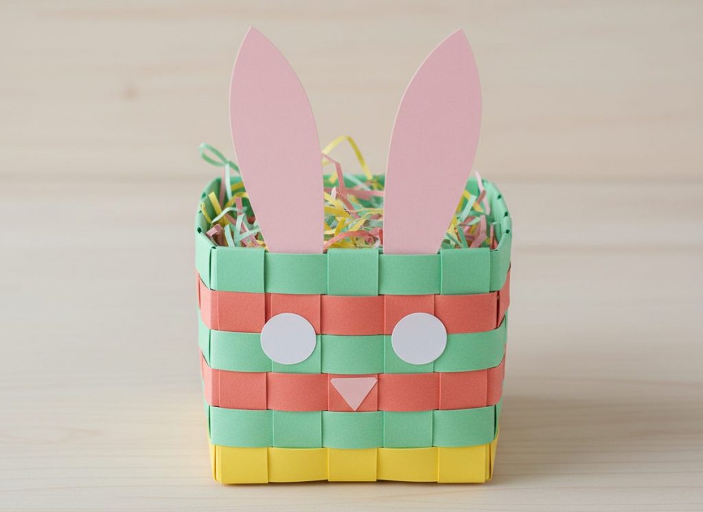 Süßes Osterkörbchen aus Papier – schnelle Anleitung mit Hasenohren